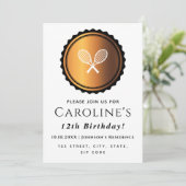 テニスラケット金ゴールドとブラックエレガントプレイヤーパーティー 招待状 (スタンド正面)