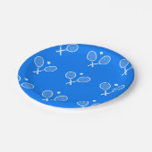 テニスラケット青い背景 ペーパープレート (アングル)