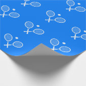 テニスラケット青い背景 ラッピングペーパー (角)