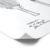 テニスラケット1907パテントアートホワイト紙 ポスター (角)