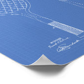 テニスラケット1921特許アート青写真 ポスター (角)