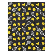 テニスラケット&ボールプレーヤーコーチイエローブラック テーブルクロス (正面)