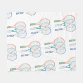 テニスラケット（ボール水色） フリースブランケット (正面(横))