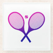 テニスラケット(マゼンタから紫グラデーション) ガラスコースター (正面)