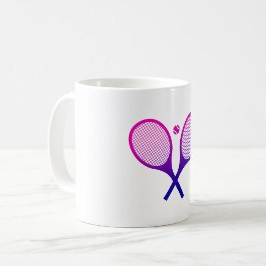 テニスラケット(マゼンタから紫グラデーション) コーヒーマグカップ (正面左)