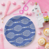 テニスラケット(青い背景パーティー) ペーパープレート (パーティー)