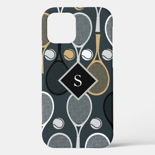 テニスラケパーソナライズされたットモノグラムのスポーツ名 Case-Mate iPhoneケース (裏面)