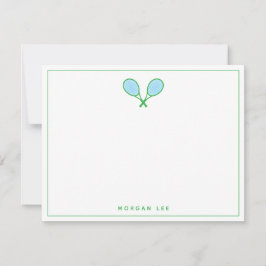 テニスラッケツグリーンブルー名前をカスタムするノートカード