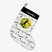 テニスラブガールズプレーヤー名&ボールかわいいスポーティ スモールクリスマスストッキング (正面 (吊り時))