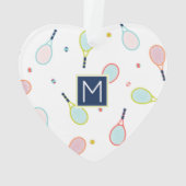 テニスラブハートモノグラムパーソナライズされたホリデイ オーナメント (裏面)