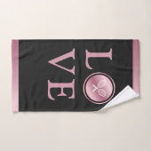 テニスラブピンクローズ金ゴールドタイポグラフィかわいいラケット ハンドタオル (ハンドタオル)