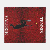 テニスレッドフェイクスパークルフリースブランケット(名前あり) フリースブランケット (正面(横))