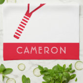 テニスレッパーソナライズされたドネーム キッチンタオル (折り畳み)