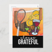 テニスワイン感謝祭おもしろい漫画 シーズンポストカード (正面/裏面)