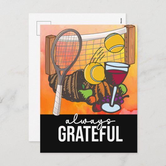 テニスワイン感謝祭おもしろい漫画 シーズンポストカード (正面/裏面)