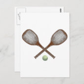 テニスヴィンテージラケット及びボール ポストカード (正面/裏面)