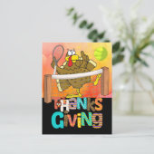 テニス七面鳥の感謝祭おもしろい漫画 シーズンポストカード (スタンド正面)