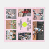 テニス写真コラージュ フリースブランケット (正面(横))