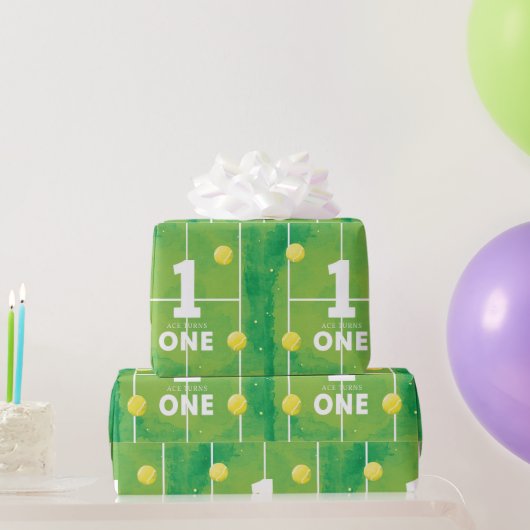 テニス初誕生日コート ラッピングペーパー (パーティーギフト)