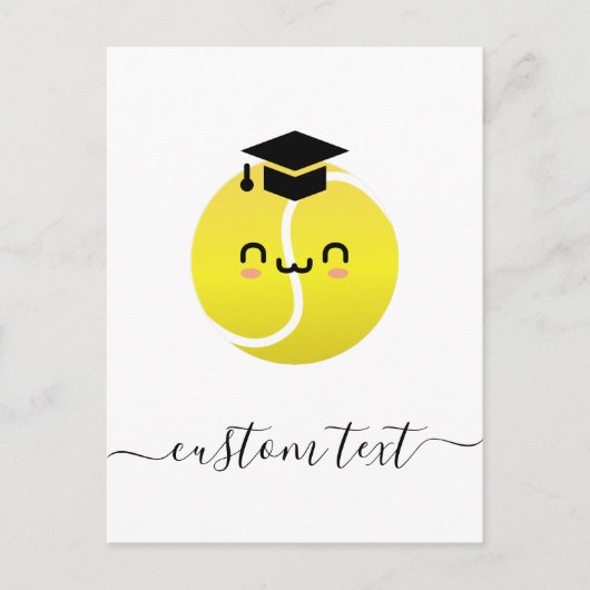 テニス卒業パーティー かわいいボール オーダーメイドテキスト ポストカード (正面)