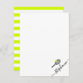 テニス名パーソナライズされたスクリプトモノグラム ノートカード (正面/裏面)