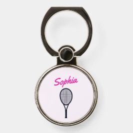 テニス名前をカスタムするホットピンク スマートフォンリング