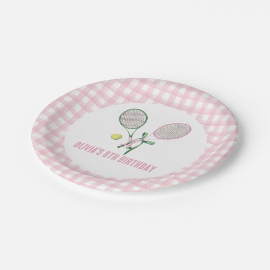 テニス名門私立校風のの誕生日の招待状 ペーパープレート (アングル)