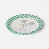 テニス名門私立校風のの誕生日の招待状 ペーパープレート (アングル)