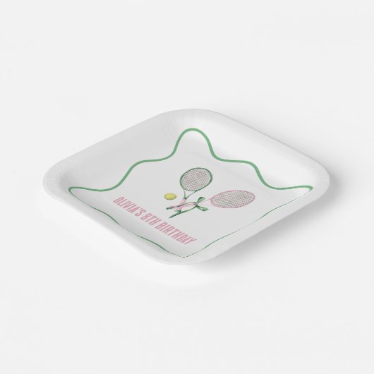 テニス名門私立校風のの誕生日 ペーパープレート (傾斜あり)