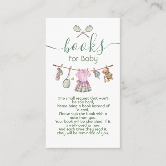 テニス名門私立校風のガールのベビー用の物干し本 エンクロージャーカード (正面)