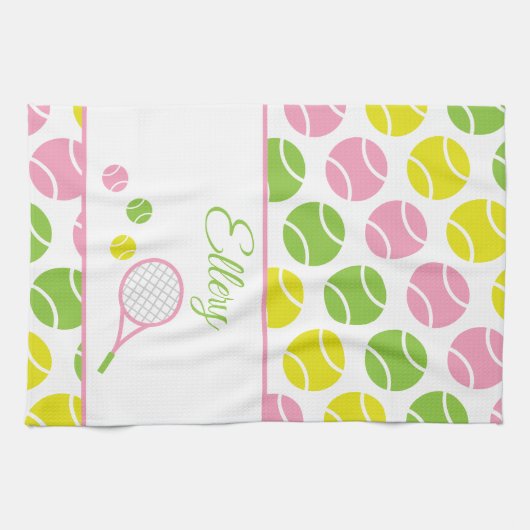 テニス名門私立校風のキッパーソナライズされたチン用タオル キッチンタオル (横)