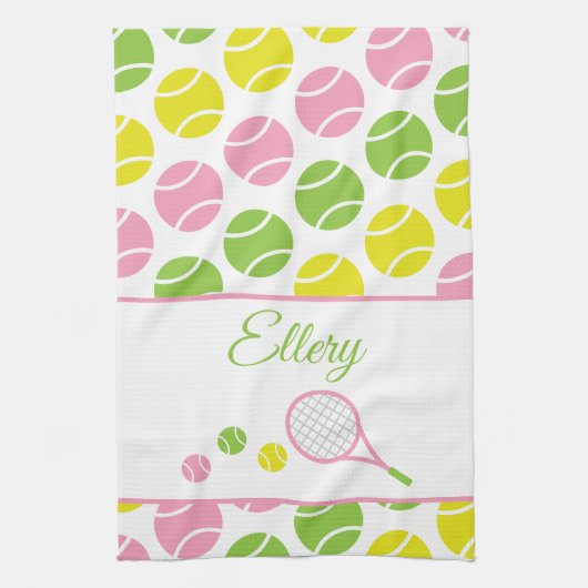 テニス名門私立校風のキッパーソナライズされたチン用タオル キッチンタオル (縦)