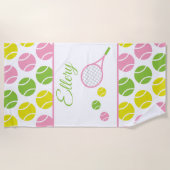 テニス名門私立校風のパーソナライズされたビーチタオル ビーチタオル (正面)