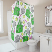 テニス名門私立校風のピンクグリーン シャワーカーテン (インサイチュ)