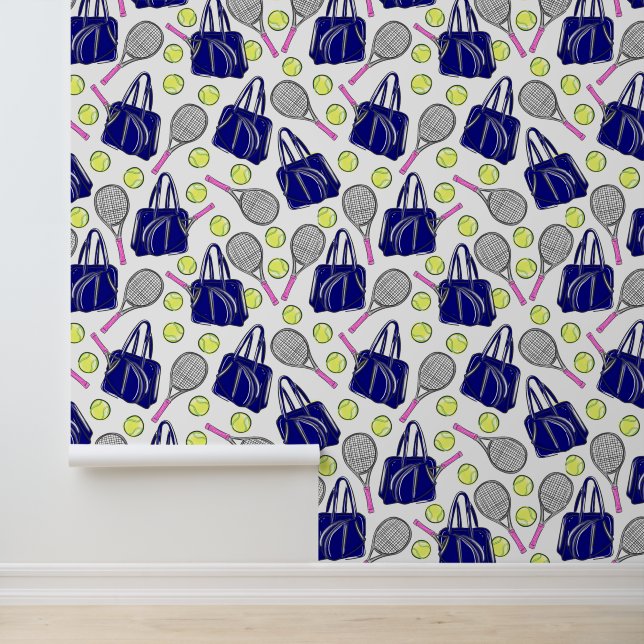 テニス名門私立校風のピンクテニスラケット海軍バッグボール 壁紙 (アプリケーション)