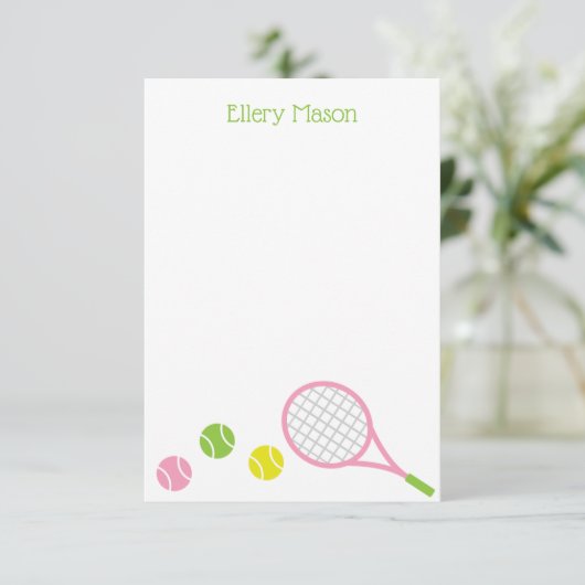 テニス名門私立校風のフパーソナライズされたラットノートカード サンキューカード (スタンド正面)