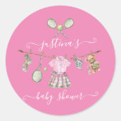 テニス名門私立校風のベビーシャワー物干し ラウンドシール (正面)