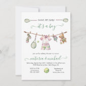 テニス名門私立校風のボーイ赤ちゃんシャワー 招待状 (正面)