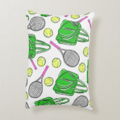 テニス名門私立校風のラケット緑のパターン アクセントクッション (裏面(縦))