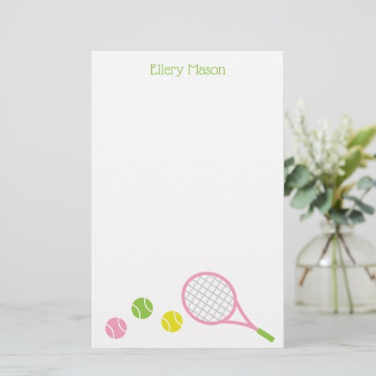 テニス名門私立校風の用パーソナライズされた文具 便箋 (スタンド正面)