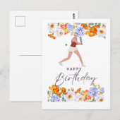 テニス女子プレーヤーの誕生日ポストカード ポストカード (正面/裏面)