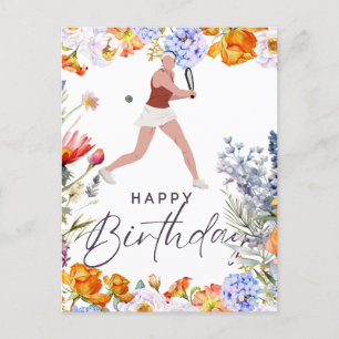 テニス女子プレーヤーの誕生日 ポストカード