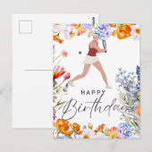テニス女子プレーヤーの誕生日 ポストカード (正面/裏面)