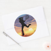 テニス女子プレーヤー女子テニス ラウンドシール (封筒)