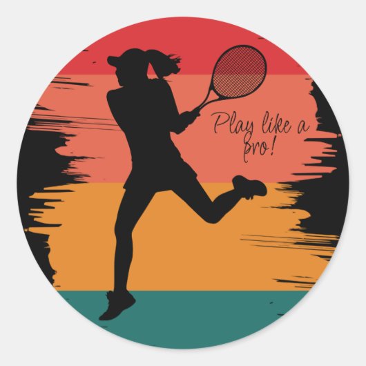 テニス女子プレーヤー女子テニス ラウンドシール (正面)