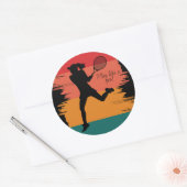 テニス女子プレーヤー女子テニス ラウンドシール (封筒)