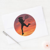 テニス女子プレーヤー女子テニス ラウンドシール (封筒)