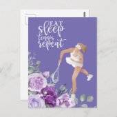 テニス女子プレーヤー 食う 寝る テニス 繰り返す 名言 ポストカード (正面/裏面)