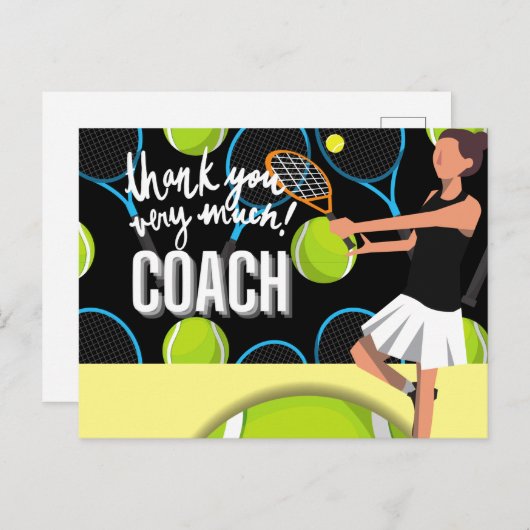 テニス女性とのコーチをありがとう ポストカード (正面/裏面)