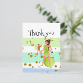 テニス女性プレーヤーはラケットとボールを保持する ポストカード (スタンド正面)